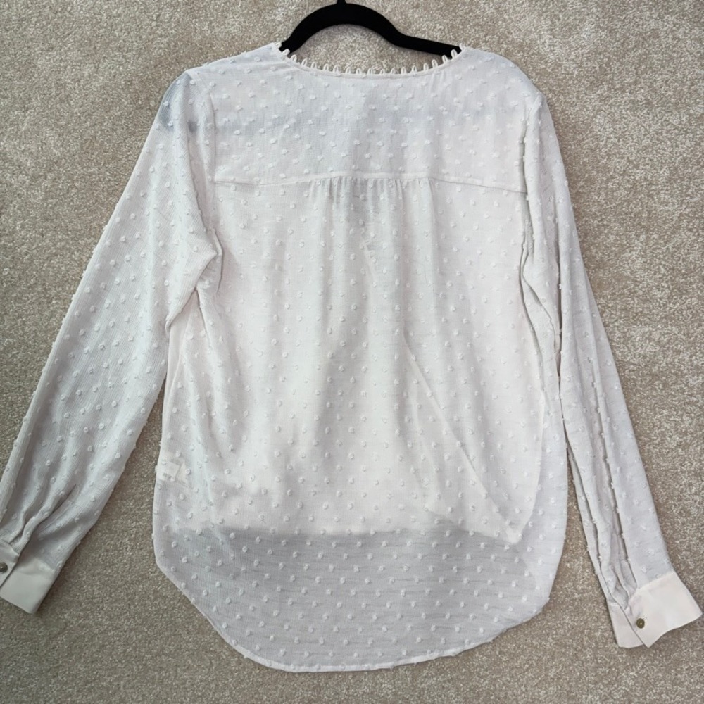 L'AGENCE‎ Perry Blouse Women's Small White Swiss Dot Wrap Top Romantic Chic - Picture 5 of 8